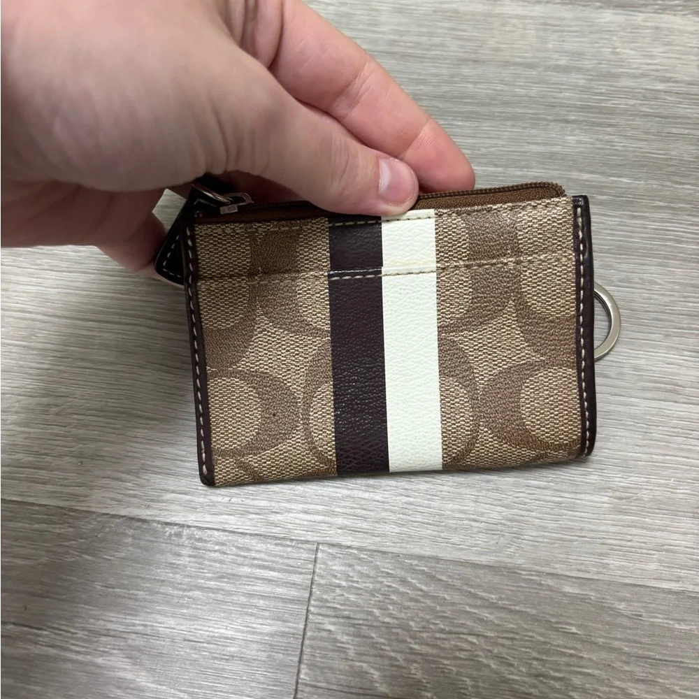 Coach Brown and White Card Wallet